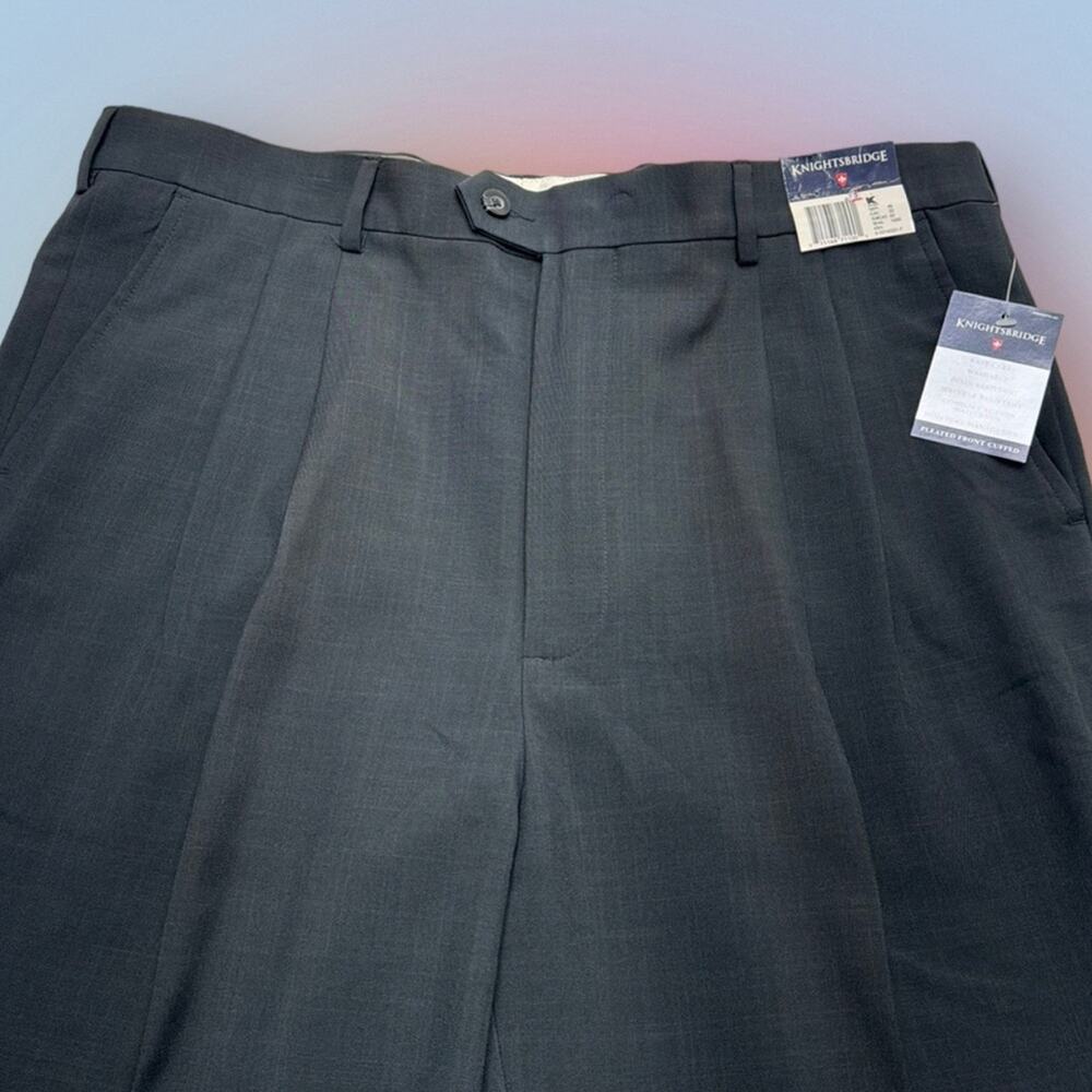 KNIGHTSBRIDGE Men’s 38 x 30 Dark Gray Pleated Dress Pant